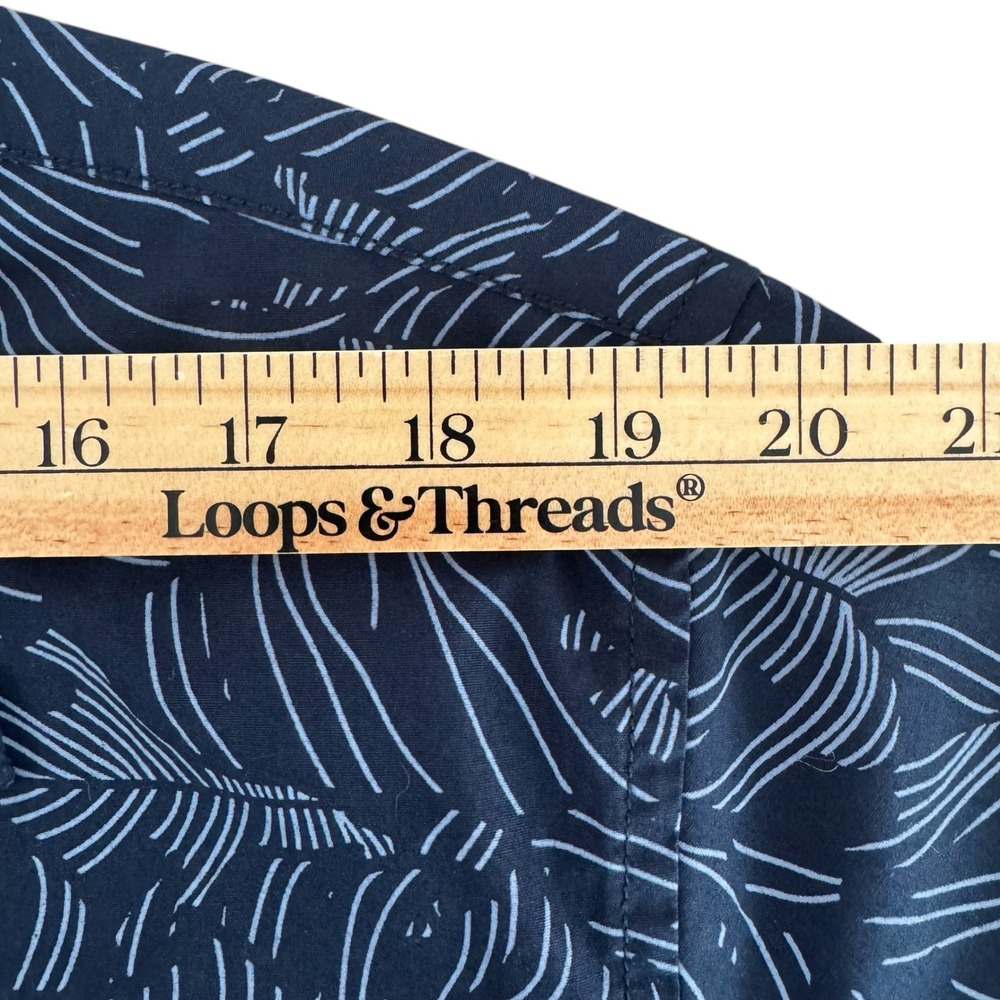 Old Ranch XL Navy Floral Ring Snap Organic Cotton Back Vents Men's Colm Shirt - Picture 3 of 10